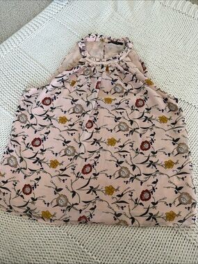 Sleeveless Pink Floral Halter Blouse